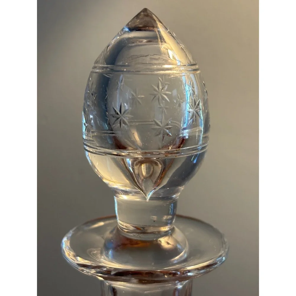 Vintage Webb England Glass Decanter with Stopper Star‎ Design Barware England